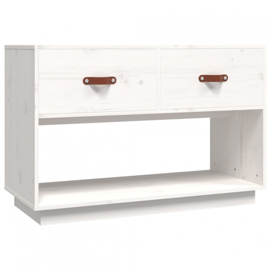 Meuble TV Blanc 90x40x60 cm Bois de pin massif