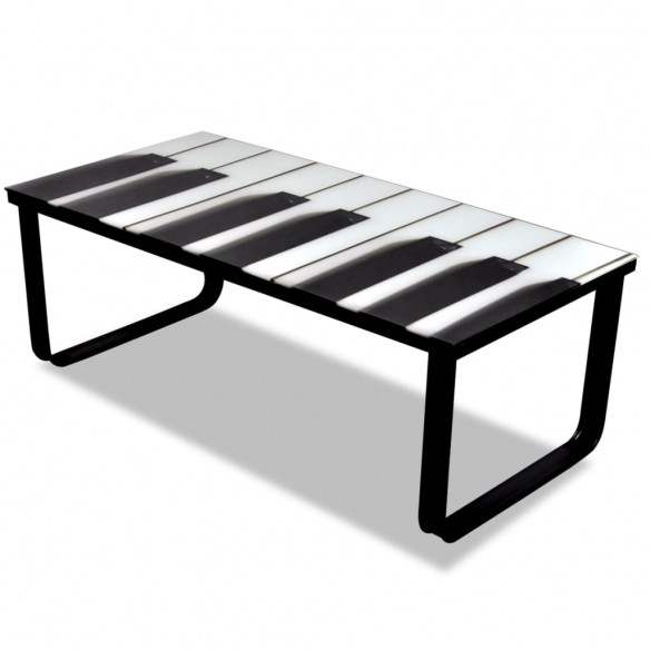 Table basse avec impression de piano Dessus de table en verre