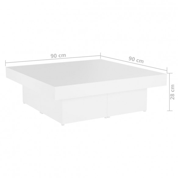 Table basse Blanc 90x90x28 cm Aggloméré