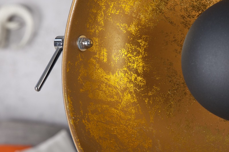 Lampadaire trépied 160 cm en acier inoxydable coloris noir et or