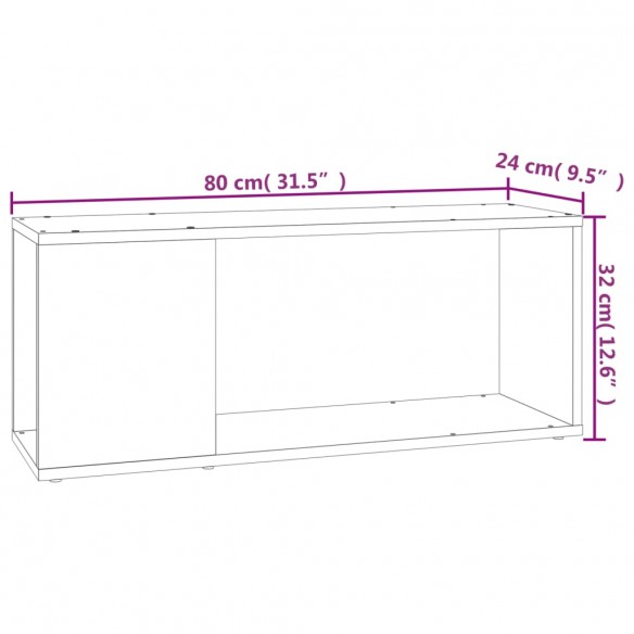 Meuble TV Blanc 80x24x32 cm Aggloméré