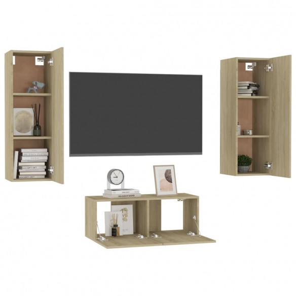 Ensemble de meubles TV 3 pcs Chêne sonoma Aggloméré