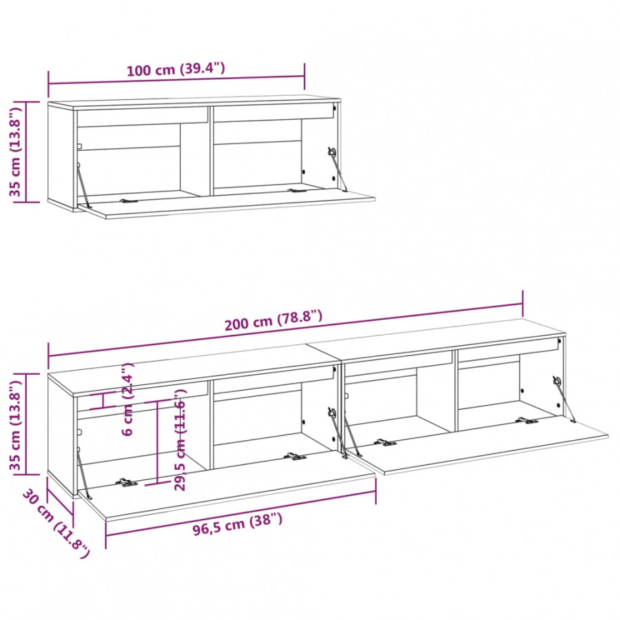 Meubles TV 3 pcs Bois massif de pin Meubles TV 3 pcs Bois massif de pin