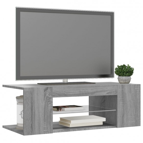 Meuble TV avec lumières LED Sonoma gris 90x39x30 cm