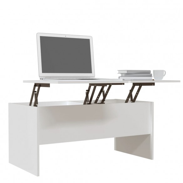 Table basse Blanc 102x50,5x46,5 cm Bois d'ingénierie