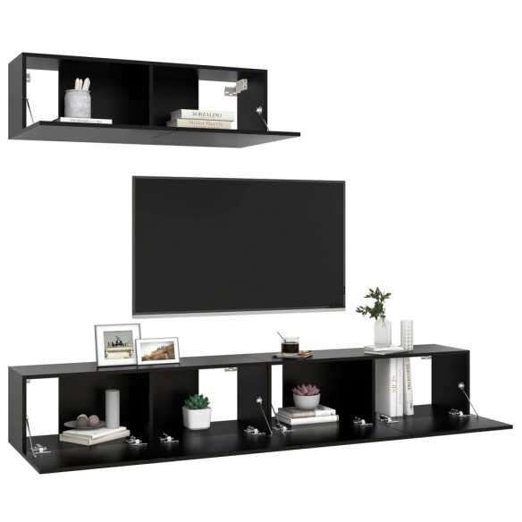 Meubles TV 3 pcs Noir Aggloméré