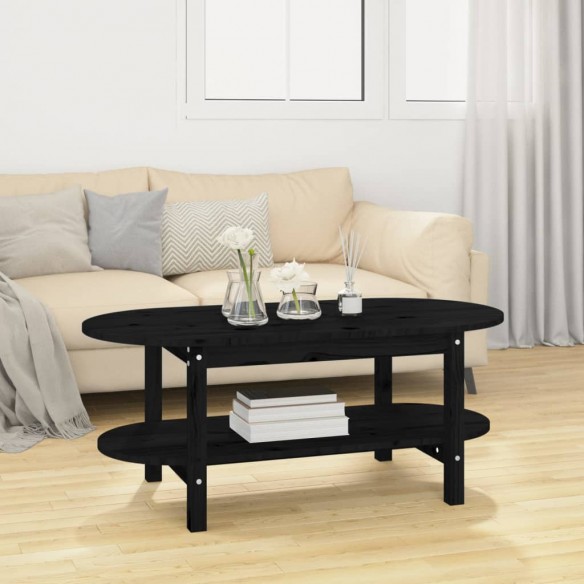 Table basse Noir 110x55x45 cm Bois massif de pin