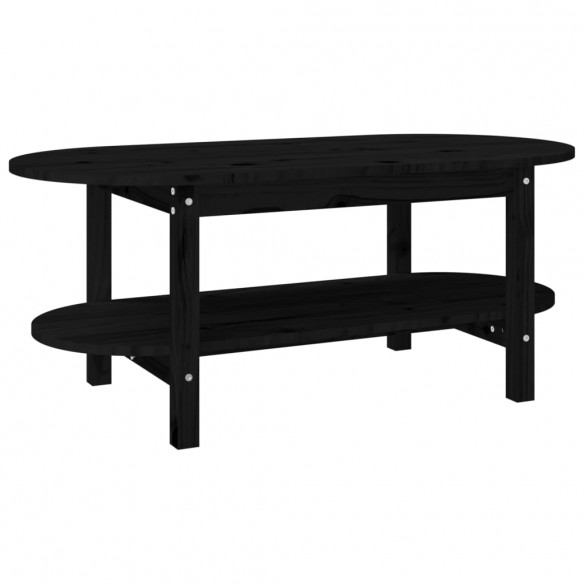 Table basse Noir 110x55x45 cm Bois massif de pin