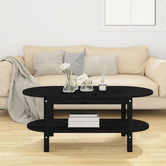 Table basse Noir 110x55x45 cm Bois massif de pin