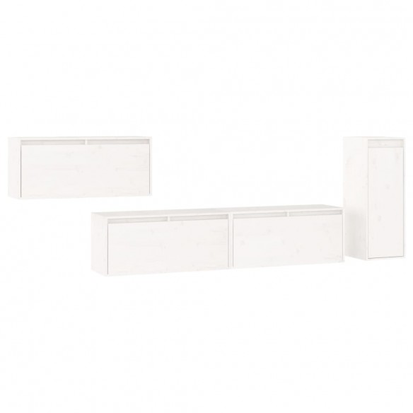 Meubles TV 4 pcs Blanc Bois massif de pin