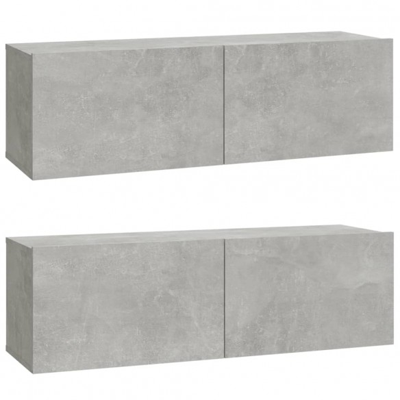 Meubles TV 2 pcs Gris béton 100x30x30 cm Bois d'ingénierie