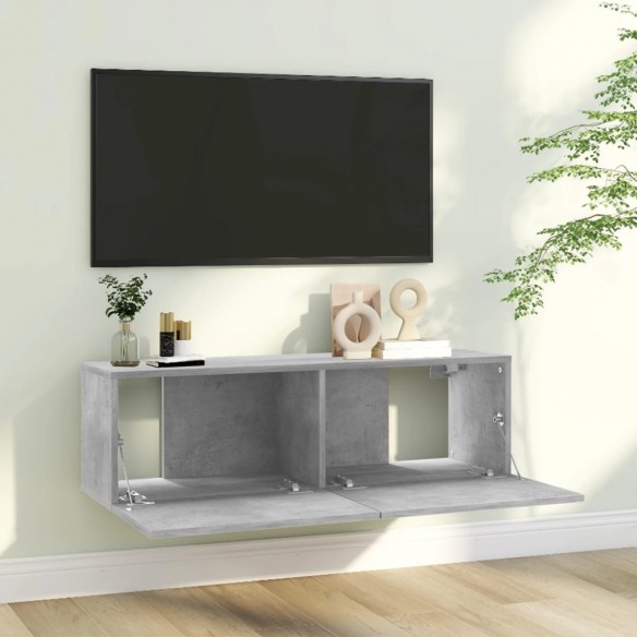 Meuble TV Gris béton 100x30x30 cm Aggloméré