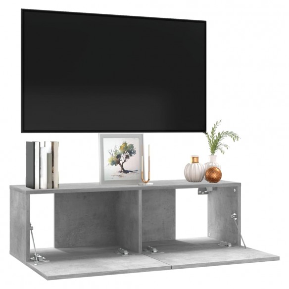 Meuble TV Gris béton 100x30x30 cm Aggloméré