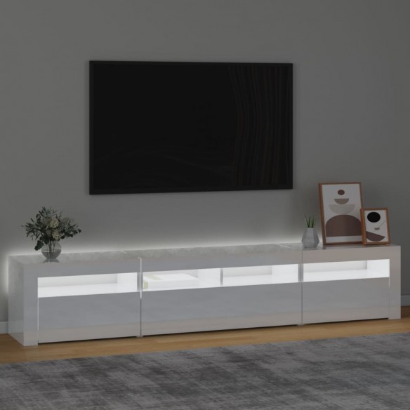 Meuble TV avec lumières LED Blanc brillant 210x35x40 cm