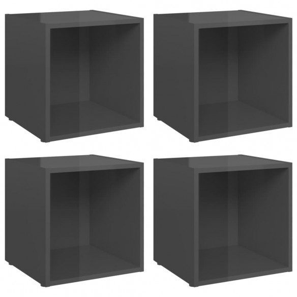 Meubles TV 4 pcs Gris brillant 37x35x37 cm Aggloméré