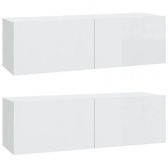 Ensemble de meubles TV 6 pcs Blanc brillant Bois d'ingénierie