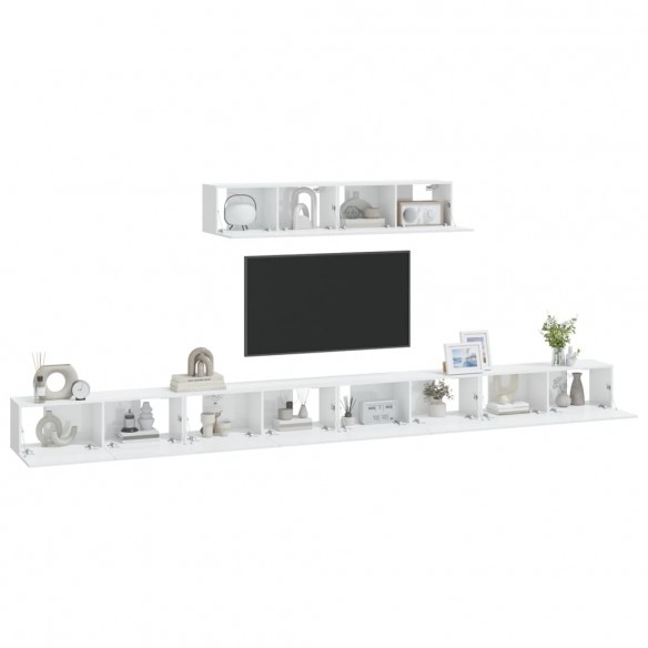 Ensemble de meubles TV 6 pcs Blanc brillant Bois d'ingénierie