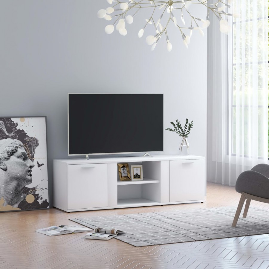 Meuble TV Blanc 120x34x37 cm Aggloméré