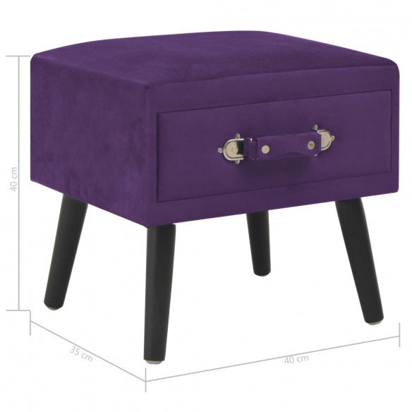 Table de chevet Violet foncé 40x35x40 cm Velours