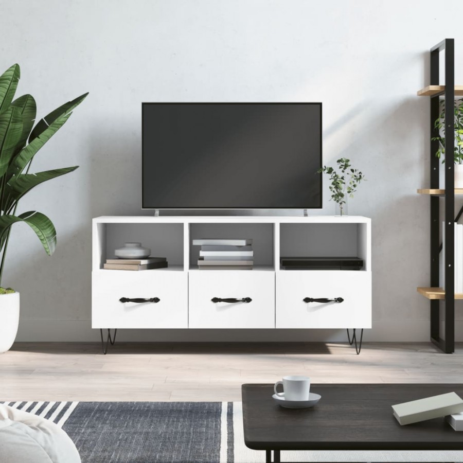 Meuble TV blanc 102x36x50 cm bois d'ingénierie