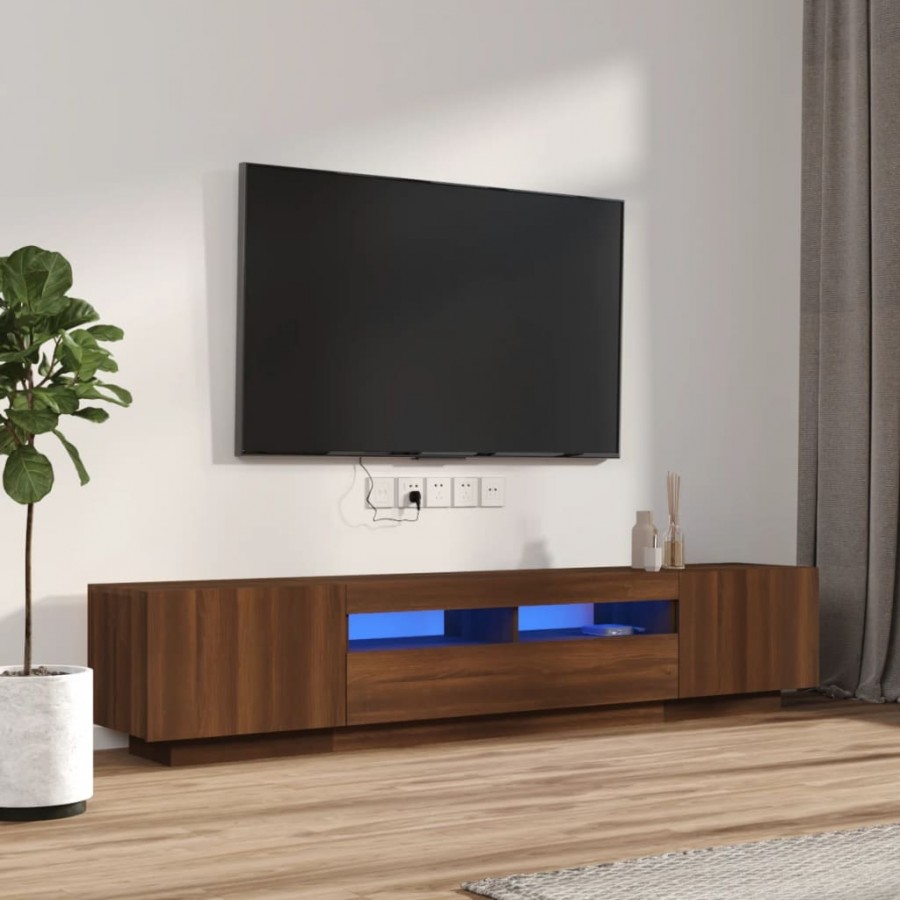 Ensemble de meubles TV avec lumières LED 2 pcs Chêne marron