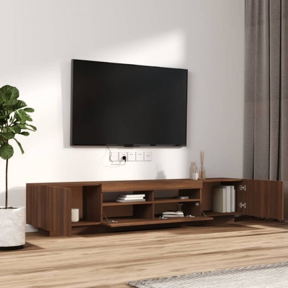Ensemble de meubles TV avec lumières LED 2 pcs Chêne marron