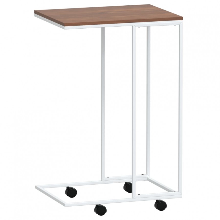 Table d'appoint avec roues Blanc 40x30x63,5cm 