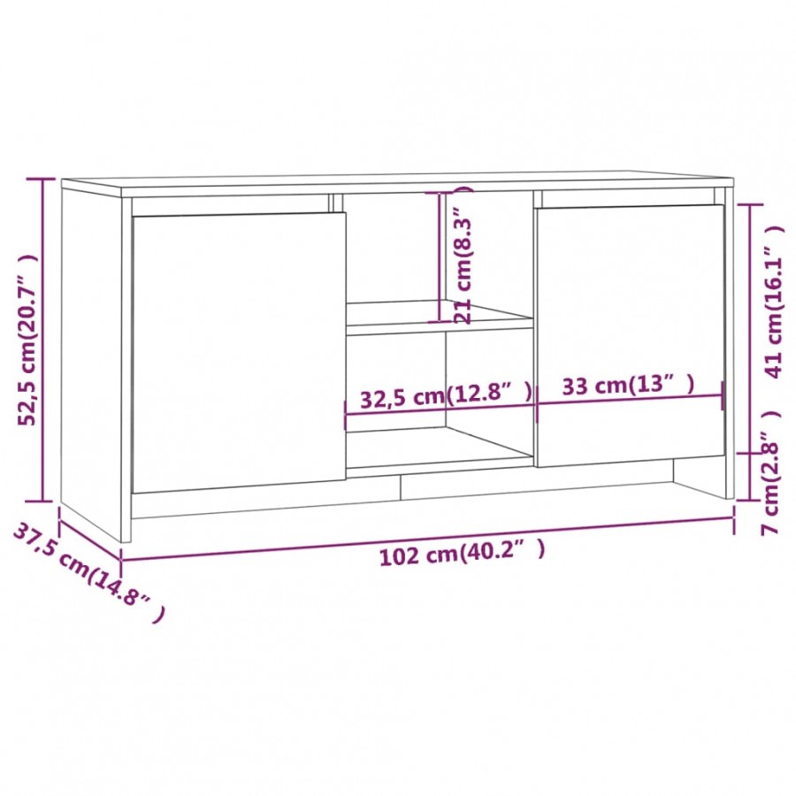 Meuble TV Noir 102x37,5x52,5 cm Aggloméré Meuble TV Noir 102x37,5x52,5 cm Aggloméré