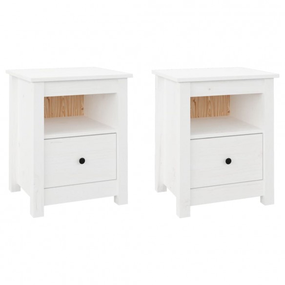 Tables de chevet 2 pcs Blanc 40x35x49 cm Bois de pin massif