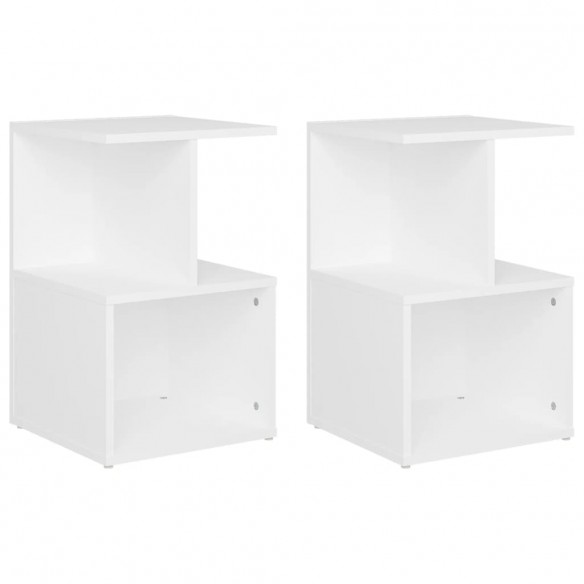 Tables de chevet 2 pcs Blanc 35x35x55 cm Aggloméré