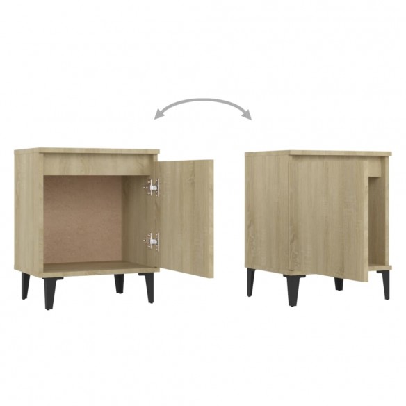 Tables de chevet pieds en métal 2 pcs Chêne sonoma 40x30x50 cm