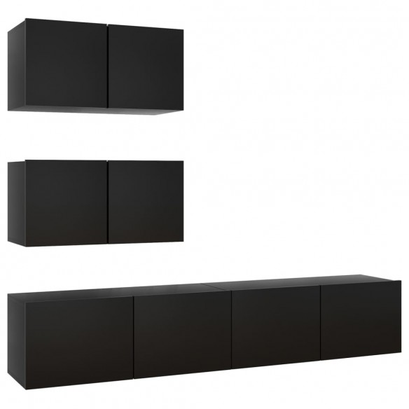 Ensemble de meuble TV 4 pcs Noir Aggloméré