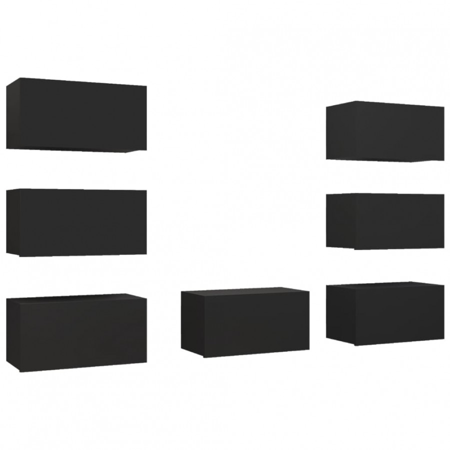 Meubles TV 7 pcs Noir 30,5x30x60 cm Aggloméré Meubles TV 7 pcs Noir 30,5x30x60 cm Aggloméré