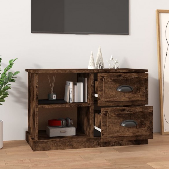 Meuble TV chêne fumé 73x35,5x47,5 cm bois d'ingénierie