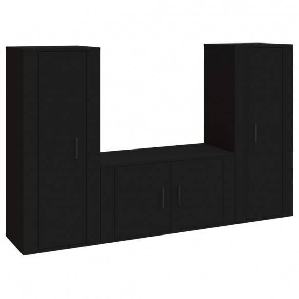 Ensemble de meubles TV 3 pcs Noir Bois d'ingénierie