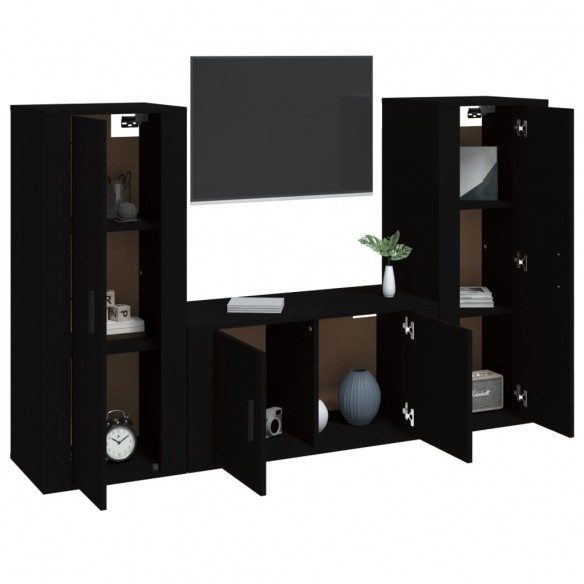 Ensemble de meubles TV 3 pcs Noir Bois d'ingénierie