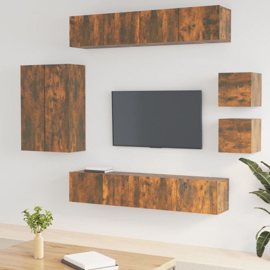 Ensemble de meubles TV 8 pcs Chêne fumé Bois d'ingénierie