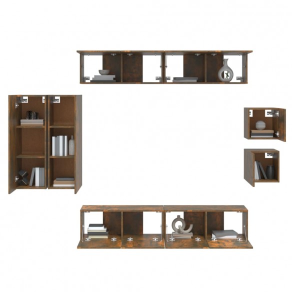 Ensemble de meubles TV 8 pcs Chêne fumé Bois d'ingénierie