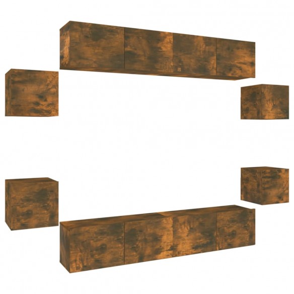 Ensemble de meubles TV 8 pcs Chêne fumé Bois d'ingénierie