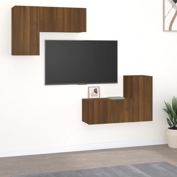 Ensemble de meubles TV 4 pcs Chêne marron Bois d'ingénierie