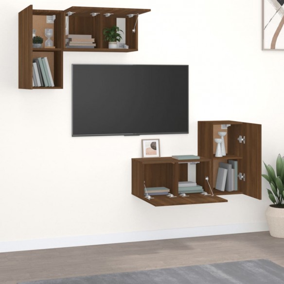 Ensemble de meubles TV 4 pcs Chêne marron Bois d'ingénierie