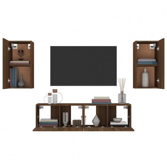 Ensemble de meubles TV 4 pcs Chêne marron Bois d'ingénierie