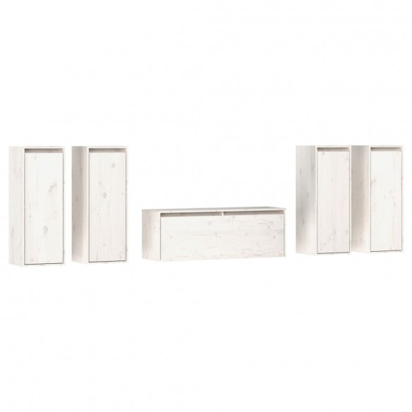 Meubles TV 5 pcs Blanc Bois massif de pin