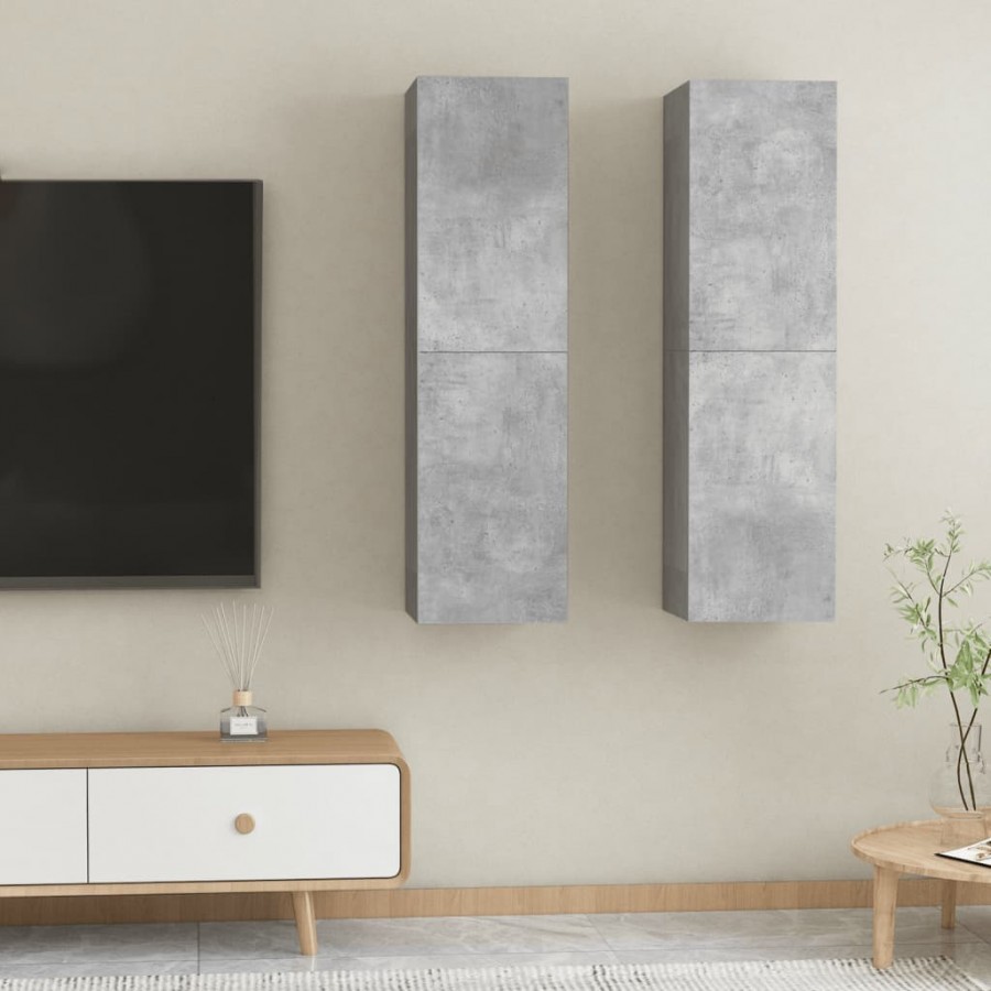 Meubles TV 2 pcs Gris béton 30,5x30x110 cm Aggloméré