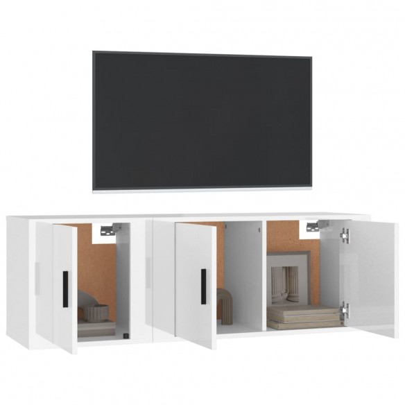 Ensemble de meubles TV 2 pcs blanc brillant bois d'ingénierie