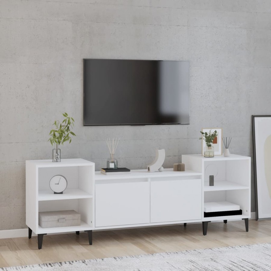 Meuble TV Blanc 160x35x55 cm Bois d'ingénierie