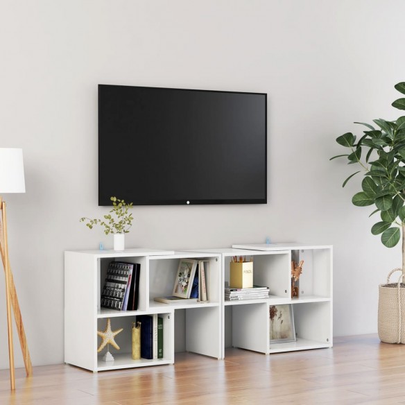 Meuble TV Blanc brillant 104x30x52 cm Aggloméré