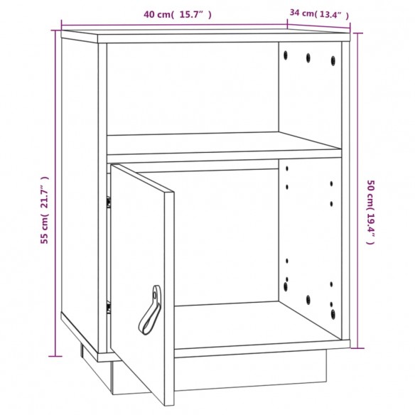 Tables de chevet 2 pcs 40x34x55 cm Bois de pin massif