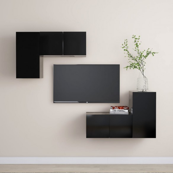 Ensemble de meubles TV 4 pcs Noir Aggloméré