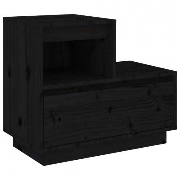 Table de chevet Noir 60x34x51 cm Bois de pin solide